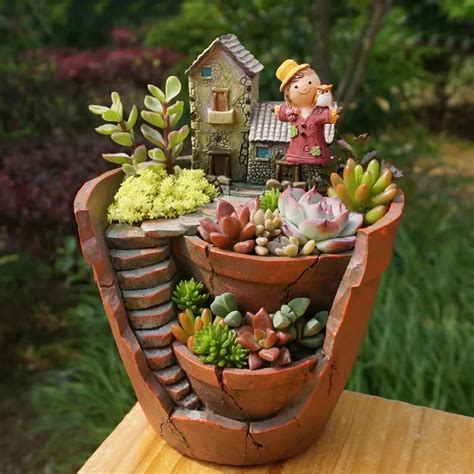 1Pcs Creative DIY Resin Flower Pot for Succulent Plants Flowerpot Micro landscape Pot landscape ...