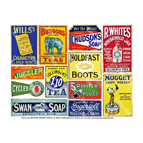 Vintage Advertising Signs DIGITAL DOWNLOAD Sheet, General Store Ads ...