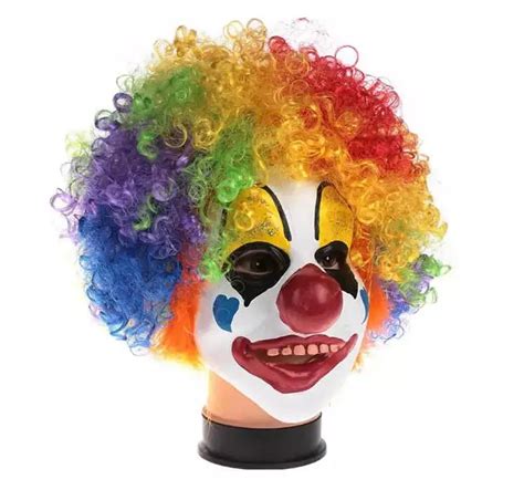 Halloween Clown Mask Wigs Full Face Latex Color Mask Hair Hat+Mask 2PCS Cosplay Headwear Hair ...