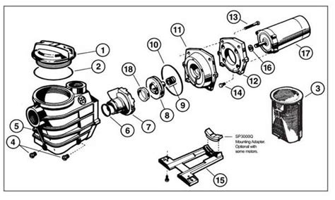 Hayward Super Pump II Parts Diagram, Full Rated Motors