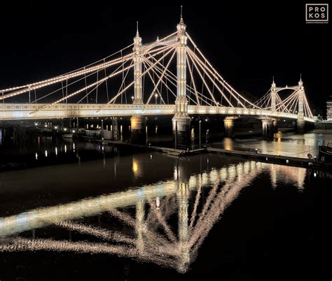 View of Albert Bridge at Night - Night Photography by Andrew Prokos