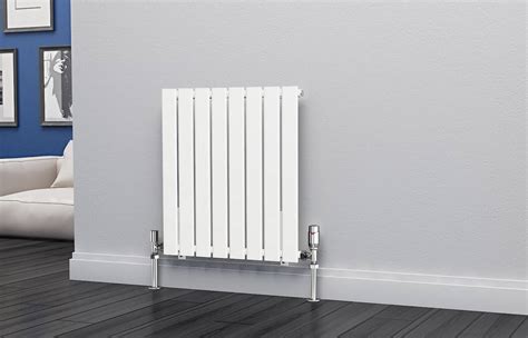 Eben White Horizontal Single Panel Flat Tube Radiator 600mm x 544mm