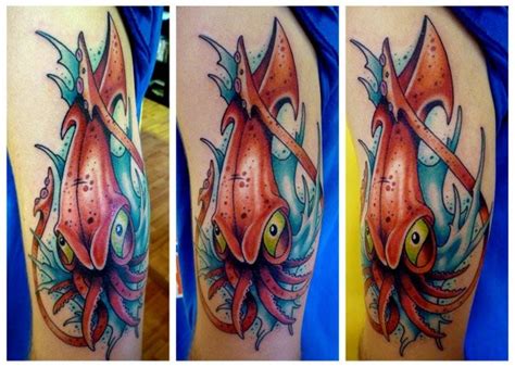 squid tattoo by David Tevenal | Half sleeve tattoo, Squid tattoo, Sailboat tattoo