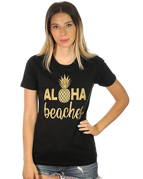 Aloha Beaches Pineapple Tropical Hawaiian Women's T-Shirt - Shop Delfina Clothing