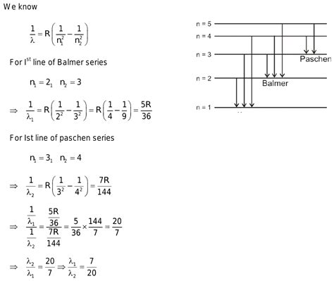 44.The ratio of wavelengths of the 1st line of Balmer series and that ...