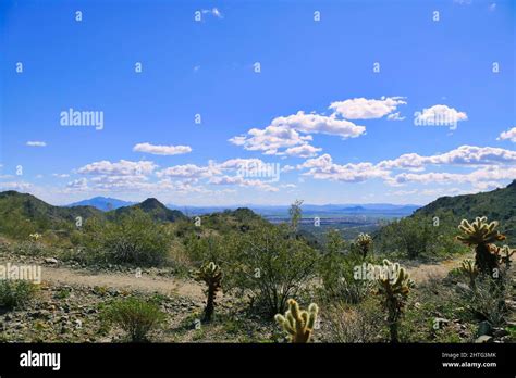 Walking trail in the desert of Skyline Regional Park in the southern White Tank Mountains ...