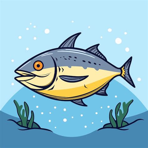 Premium Vector | Cute tuna fish underwater cartoon vector illustration