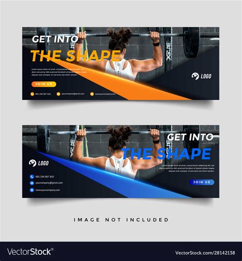 Gym and fitness banner promotion template Vector Image