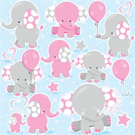 Elephant Clipart Girl Elephant Clip Art Commercial Use Pink - Etsy