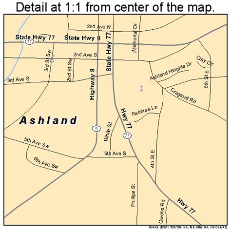 Ashland Alabama Street Map 0102860