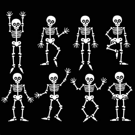 Halloween Skeleton Digital Clipart & Vector Set Instant | Etsy