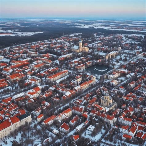 Premium AI Image | Aerial winter sunny frozen day view of snowy Vilnius ...