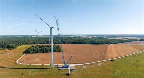 Wind Turbine Construction. Aerial view. 10634435 Stock Photo at Vecteezy