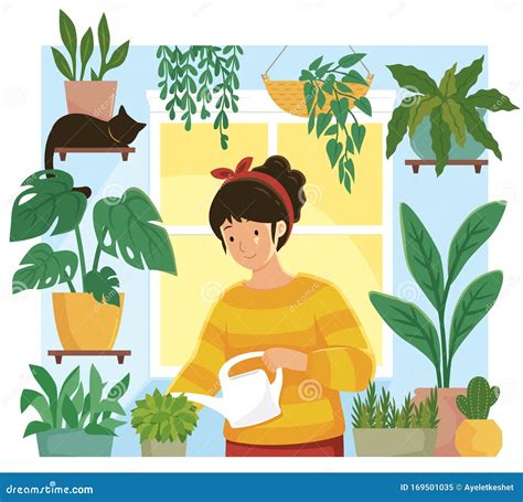 Cultivating plants at home stock vector. Illustration of healthy - 169501035