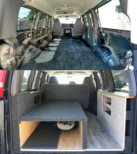 Van conversion in a chevy express Conversion Van Camping, Chevy Conversion Van, Minivan Camper ...