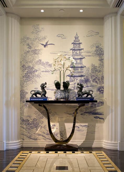 Chinoiserie Handpainted Wallpaper and Mural: Westlake Scenery Custom Size Available Two Panels ...