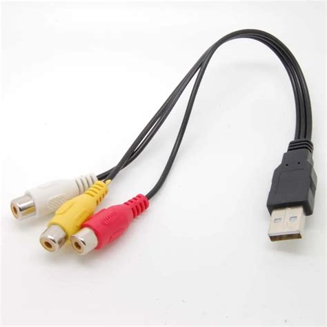 Free shippingUSB 2.0 male to 3 RCA 3rca RGB Female Video Converter Cable HDTV TV Free ...