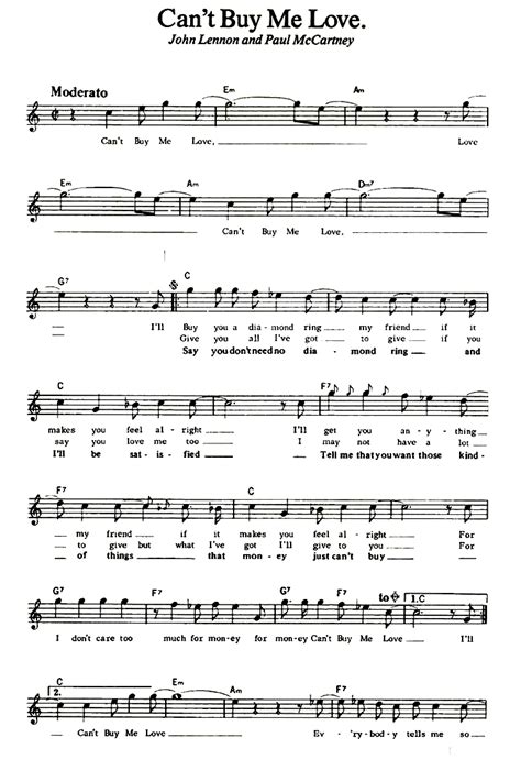 The Beatles CAN'T BUY ME LOVE Sheet music | Easy Sheet Music