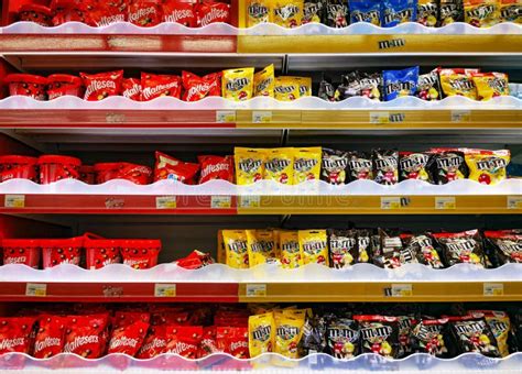 Dubai, UAE - MAY 12, 2019: Various Chocolate Brands on Shelf in a Super Market Editorial Stock ...