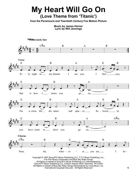 Celine Dion - My Heart Will Go On (Love Theme From 'Titanic') sheet music