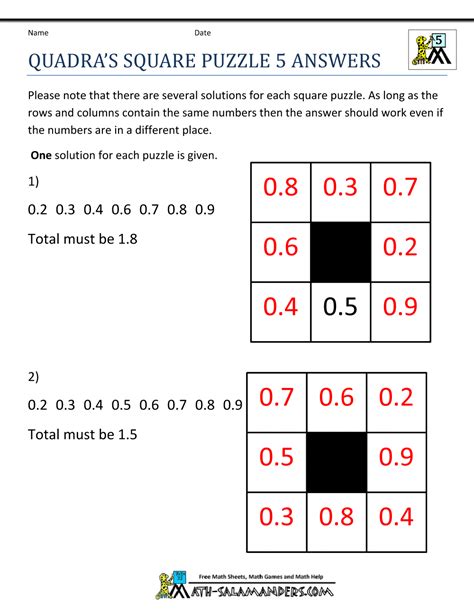 Printable Math Puzzles 5th Grade