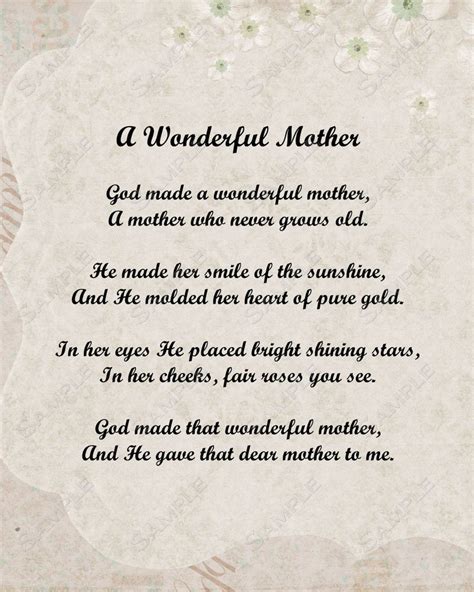 A Wonderful Mother Love Poem for Mom 8 X 10 Print | Etsy