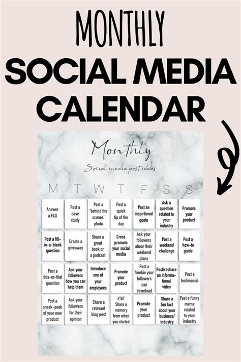 Monthly Social Media Calendar 🗓 | Social media calendar, Social media ...