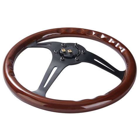 Universal 14'' 350mm Classic Wooden Steering Wheel Wood Grain Trim ...