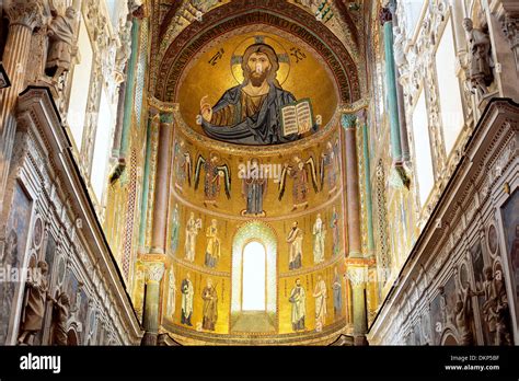 Mosaic of Christ Pantokrator (12th century), Cefalu Cathedral Stock Photo: 63796755 - Alamy