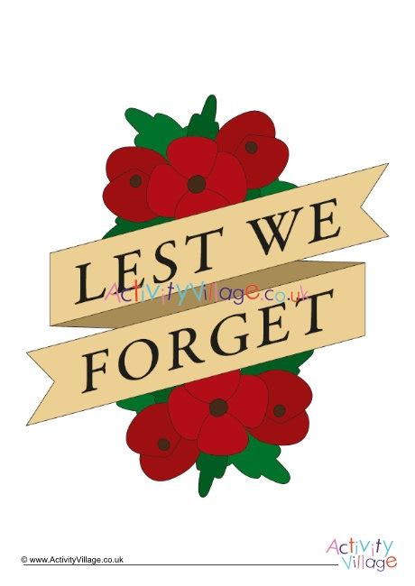 Lest We Forget Printable