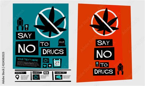 Say No To Drugs Marijuana Poster Design Stock Vector | Adobe Stock