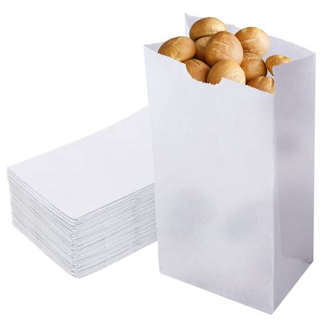 [125 Pack] 4 Lb Waxed Bakery Bags - White Paper Lunch Bags, Biodegradable Grease Resistant Paper ...