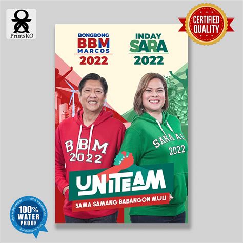 Tarpaulin / Tarp with BBM Sara 2022 - BBMSARA Marcos Duterte Uniteam ...