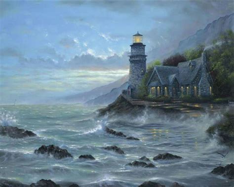 Lighthouse by Thomas Kincade | Lighthouse painting, Thomas kinkade art ...