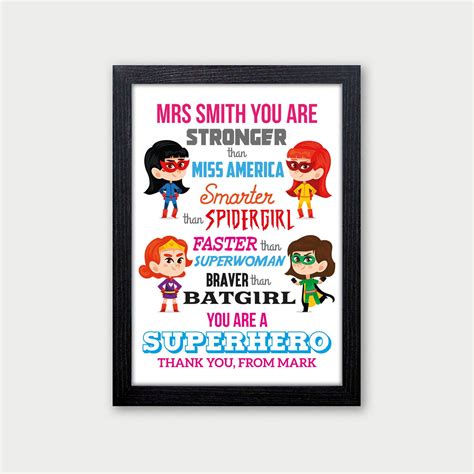 Female Superhero Teacher Gift Personalised Teacher Thank You - Etsy UK