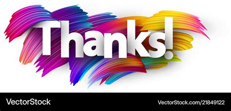 Thanks paper poster with colorful brush strokes Vector Image