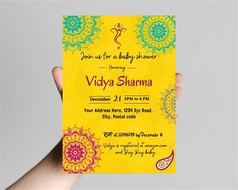 Printable Indian Baby Shower Invitation, Gender Neutral Theme, Traditional Baby Shower Invite ...