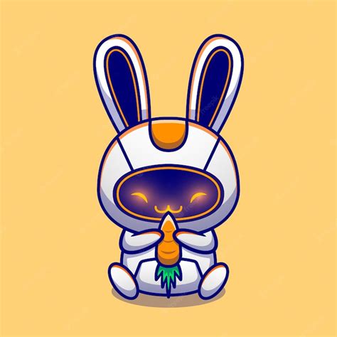 Premium Vector | Cute Rabbit Robot Hug Carrot Cartoon Character. Animal ...