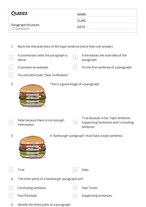 50+ Paragraph Structure worksheets for 8th Class on Quizizz | Free & Printable