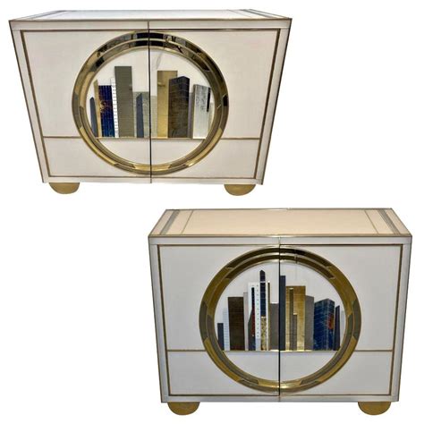 Italian Contemporary Bespoke Ivory Cabinets with New York Blue and Gold Sculpture For Sale at ...