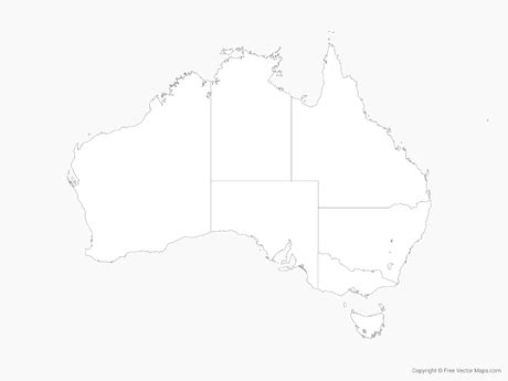 Printable Vector Map of Australia with States - Outline | Free Vector Maps