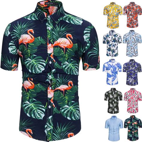 100% Cotton Mens Hawaiian Shirts Male Casual Camisa Masculina Printed Beach Shirts Aloha Shirts ...