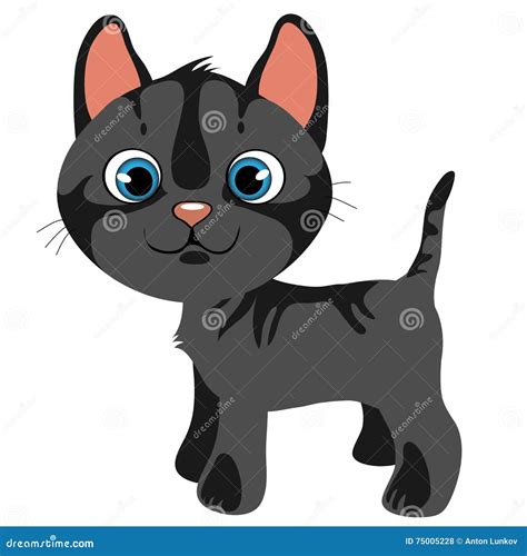 Cartoon Gray Cat with Blue Eyes, Vector Pets Stock Vector ...