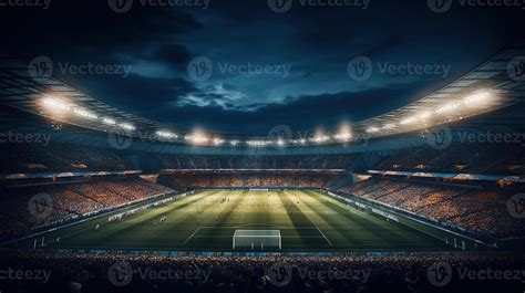 Photo of a soccer stadium at night. Generative AI 26206750 Stock Photo ...