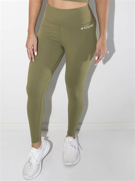 Faith High Waisted Leggings - Khaki | Australian Activewear for Women – Fitspire Active