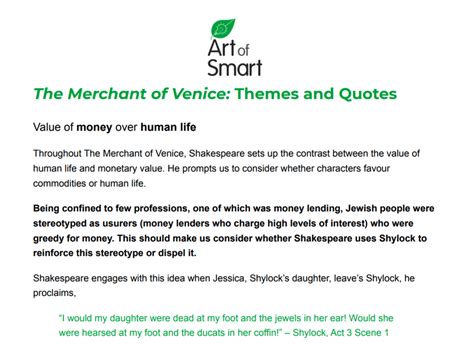 The Merchant of Venice Key List of Quotes - HSC, QCE & VCE