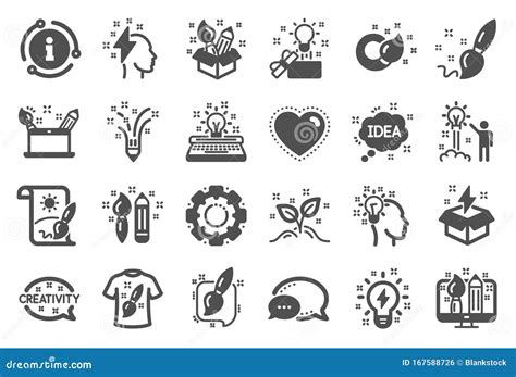 Creativity Icons. Set of Design, Idea and Inspiration Signs. Vector Stock Vector - Illustration ...