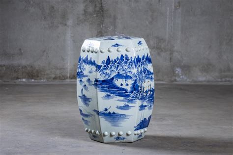 CHINESE BLUE & WHITE GARDEN SEAT - JF Chen