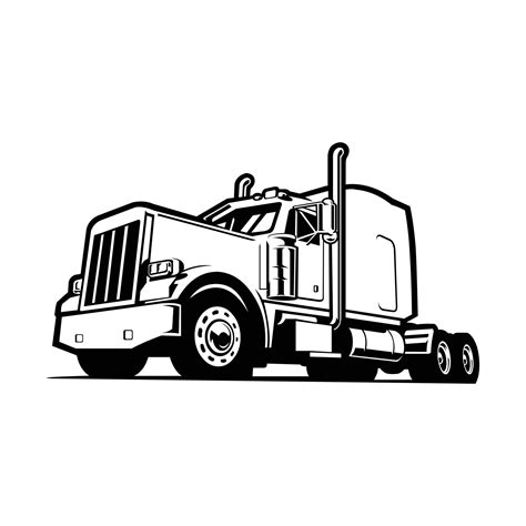 Big rig 18 wheeler semi truck tractor side view silhouette vector art isolated 19017762 Vector ...