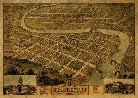 Frankfort Kentucky Vintage City Street Map 1871 Mixed Media by Design Turnpike - Pixels